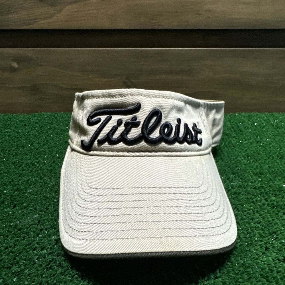 Titleist Golf Tour‎ Performance Strapback ProV1 Visor Tan Black Letters Rn 70547